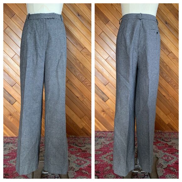 Vintage 90s/Y2K Eddie Bauer Houndstooth Wool Blend Trousers - Picture 1 of 3